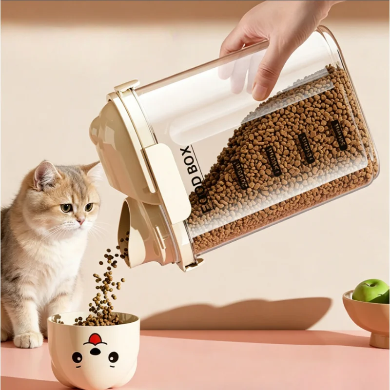 Cubo de almacenamiento de comida para gatos, hermético, a prueba de insectos y humedad, caja de almacenamiento de snacks para mascotas