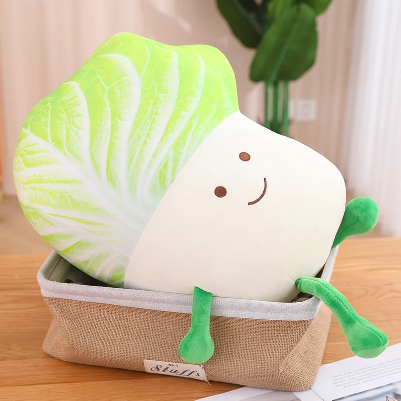 Simulation Cute Vegetable Plush Throw Pillow Cartoon Chinese Cabbage Plushies Cushion Anime Soft Kids Toys Kawaii Room Decor.