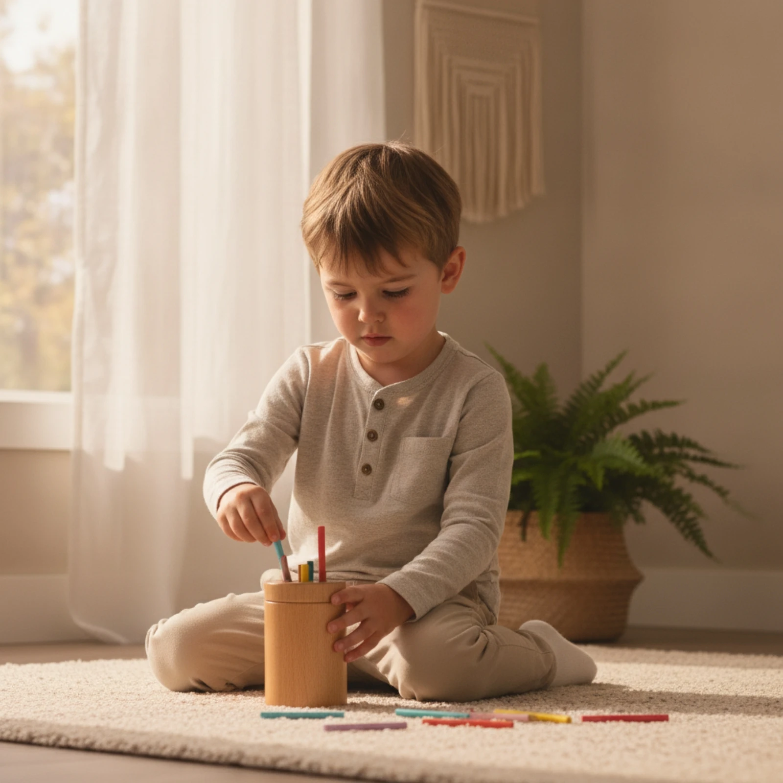 Color Sorting Toy Educational Color Matching Toy Wooden Base with Rods Open-Ended Screennon-Electronic for Toddlers, Playroom