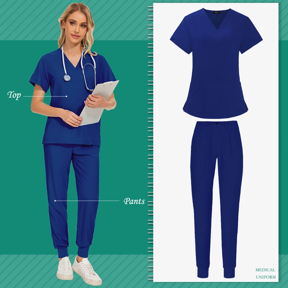 Prezzo all'ingrosso Moda moderna Uniformi mediche Uomo Scrub infermieristico Jogging Scrub Set Uniforme Abbigliamento da lavoro medico maschile e femminile