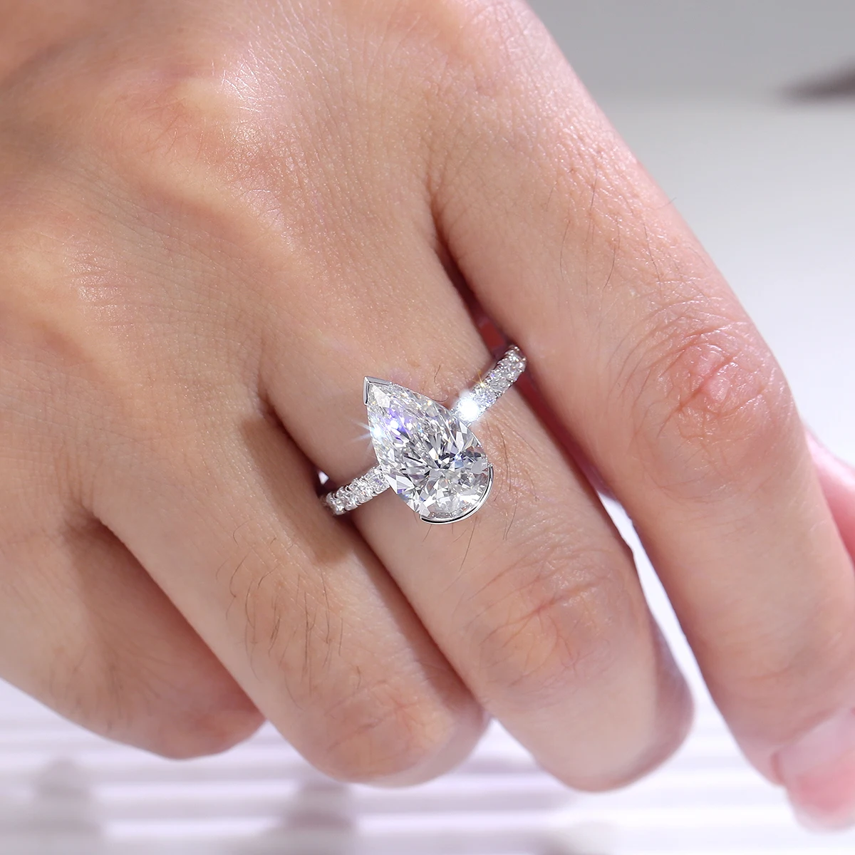 Provence Luxury Solitaire Ring half band 9K10K Gold IGI 3ct Lab Diamond wedding bands Engagement cocktail Fine jewelry Gifts view 2