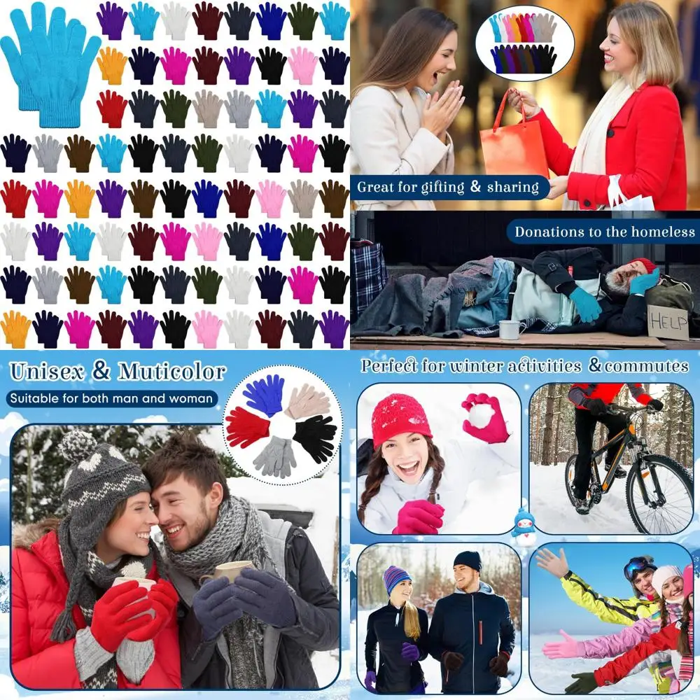 

Bulk Winter Knitted Warm Gloves for Men and Women - Ideal for Homeless People, Perfect Christmas Gift