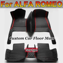 Car Floor Mats For ALFA ROMEO 147 2000-2010 Kit set Waterproof Carpet Luxury Leather Mat Full Set Car Accessories