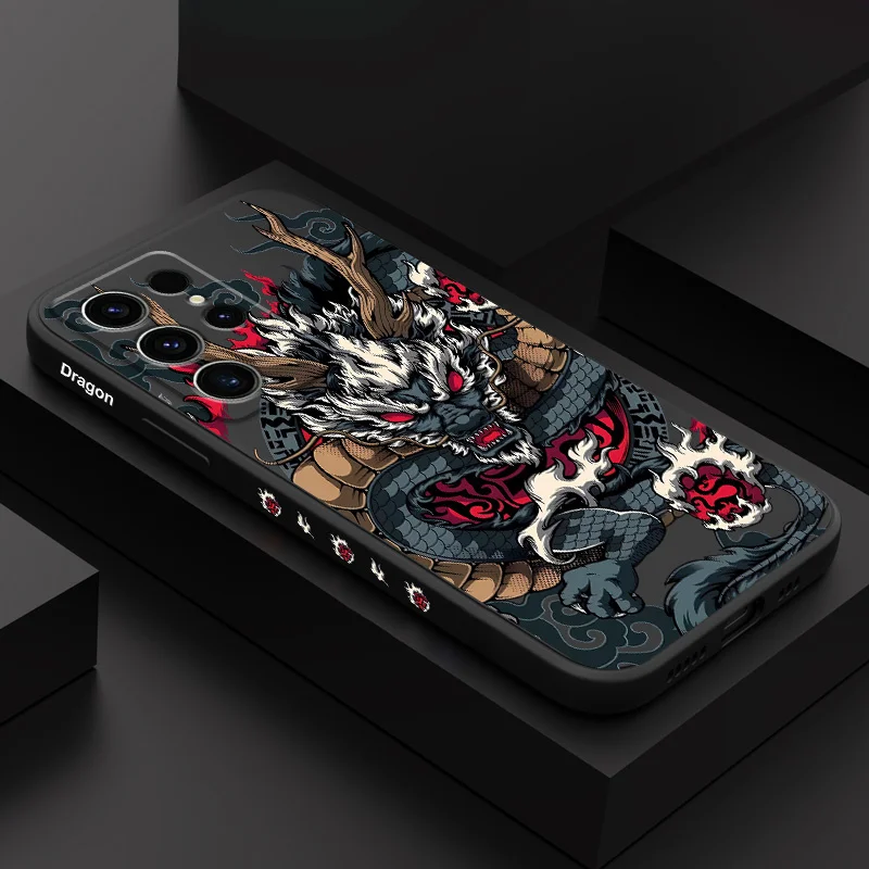 

Reversed Dragon Phone Case For Samsung Galaxy S25 S24 S23 S22 S21 S20 S10 S10E Ultra Plus FE Note 20 Ultra Plus Cover