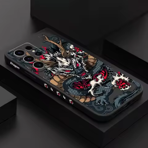 Reversed Dragon Phone Case For Samsung Galaxy S25 S24 S23 S22 S21 S20 S10 S10E Ultra Plus FE Note 20 Ultra Plus Cover