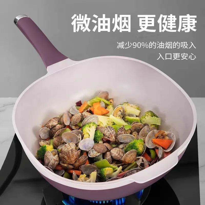 Titanium‑Ceramic Non‑Stick Wok Multi‑Purpose Cooking Pan for Steaming Stir‑Fry, Compatible with Gas & Induction Cooker view 4