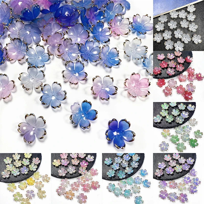 

50Pcs New 19MM Acrylic Cherry Blossoms Flower Beads Petals Charm Connectors Diy Earrings Hair Jewelry Making Resin Acessories