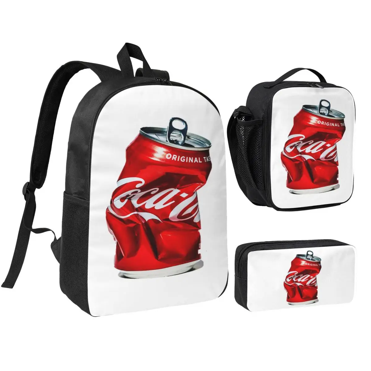 

Coca Cola Backpack Boys Girls BookBag School Bag Shoulder Bags 3ps Insulated Lunch Bag Pencil Case