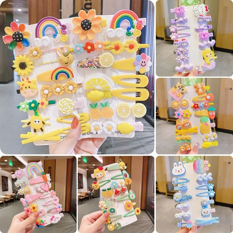 Children's headgear Children's cartoon hair accessories set Cute hair card handmade dopamine girls' headgear