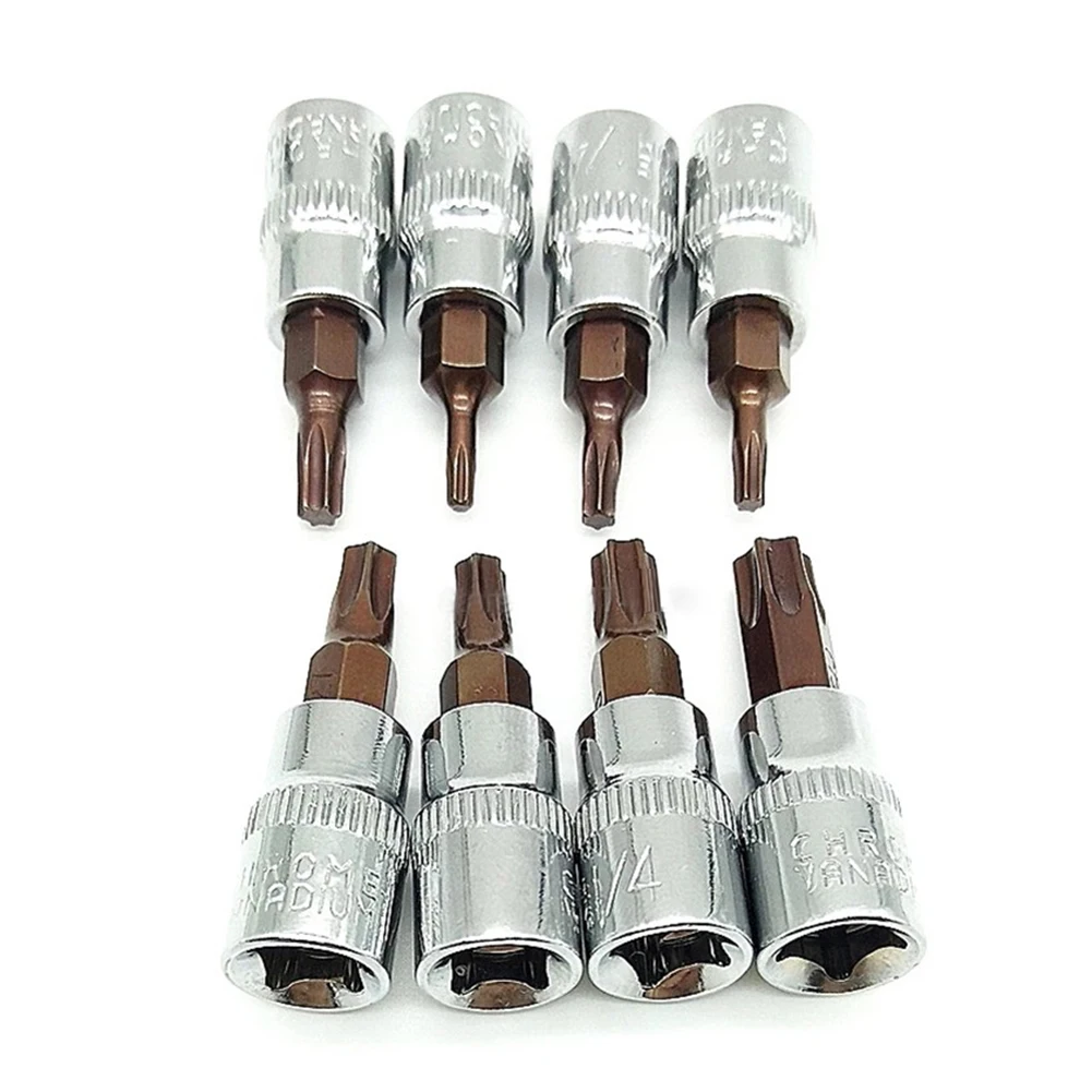 2Pcs Hex Torx Screwdriver Bit 1/4 Inch Drive Socket T8/T10/T15/T20/T25/T27/T30/T40 38mm For Repairing Wrench Manual Tools Parts