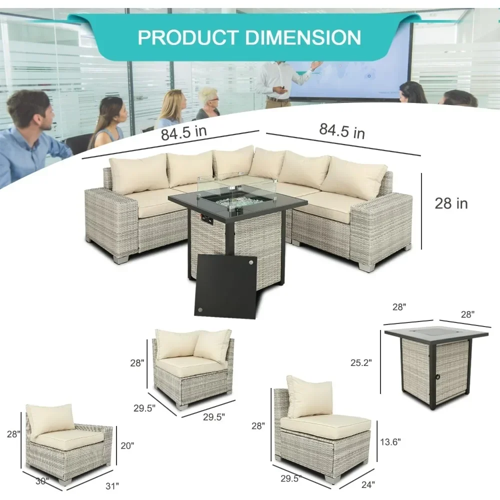 

-Outdoor Sofa Set 7 Pieces, Wicker Rattan, Durable PE Rattan Wicker And High Quality Steel Frame, All-weather, Patio Sofa Set