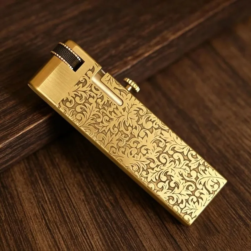 Brass Oil Lighter Bolt Action Design Trench CNC Precision Refillable Flint Wick Vintage Mechanical Durable Pocket EDC Men Gift