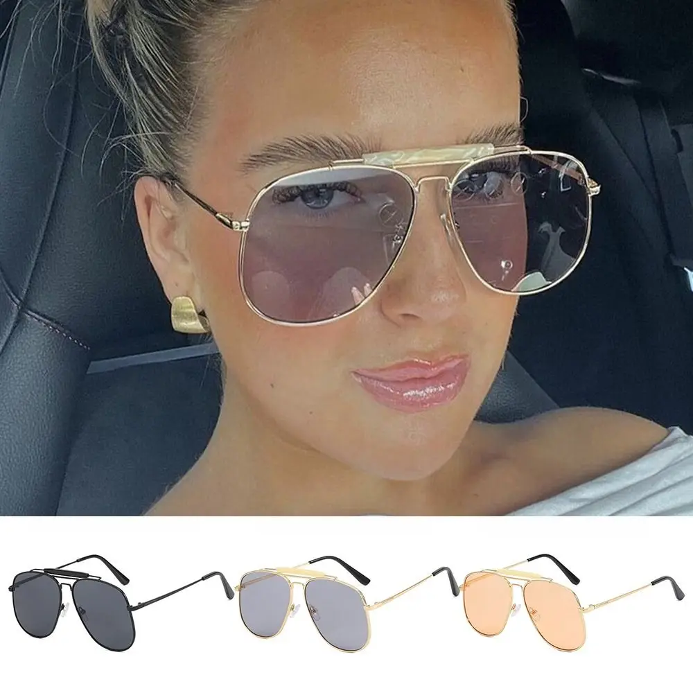 

Fashion Oversized Metal Frame Sunglasses Street Shooting Outdoor Pilot Shades UV Protection Sun Glasses for Women & Men