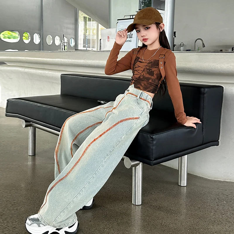 Autumn Girls Clothes Set Sweatshirt + Jeans Cotton Baby Clothes Two Piece Suits Fashion Teen Female Kids Outfits Suit Set 5-14Y image 2