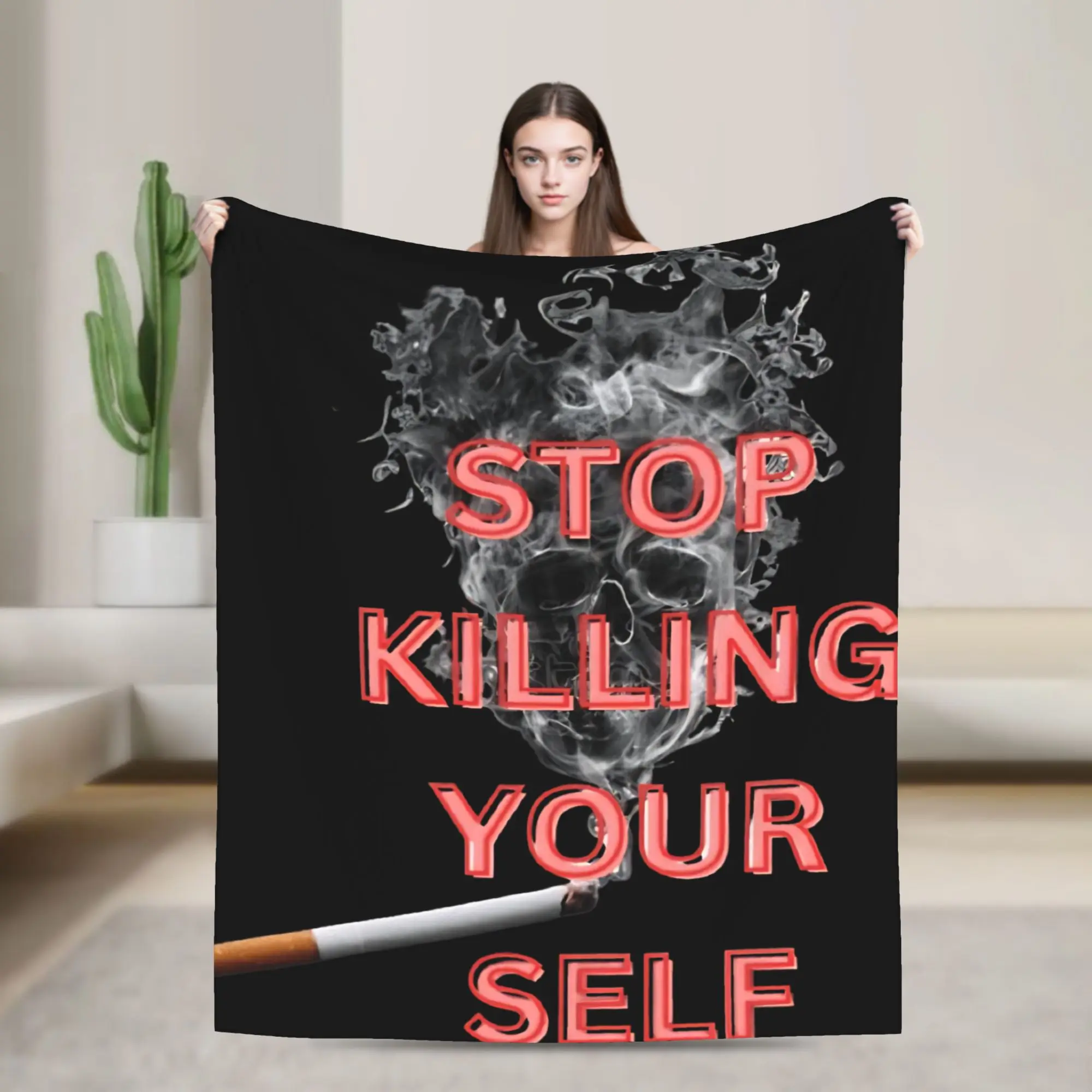 Stop Killing Your Self Super Soft Blanket  Decorative Plush Throw Blanket Couch Chair Flannel Bedspread Sofa Bed Cover