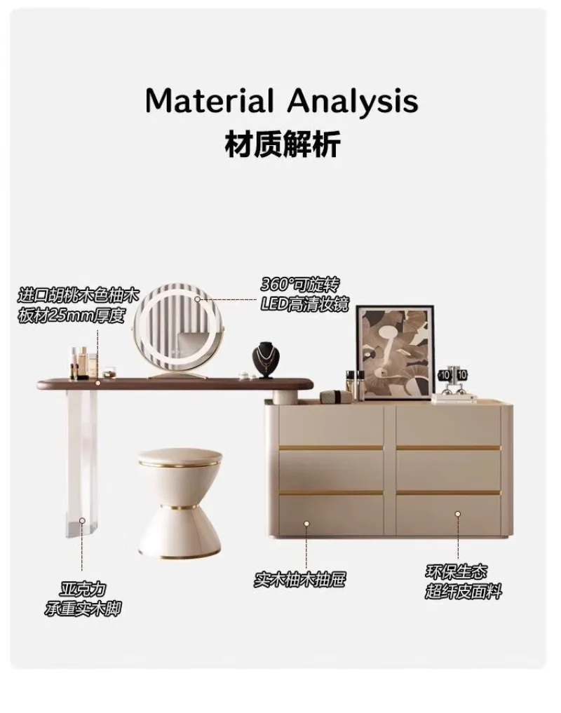New Italian Alec dressing table New Chinese master bedroom dressing table Medieval solid wood light luxury dressing table view 6