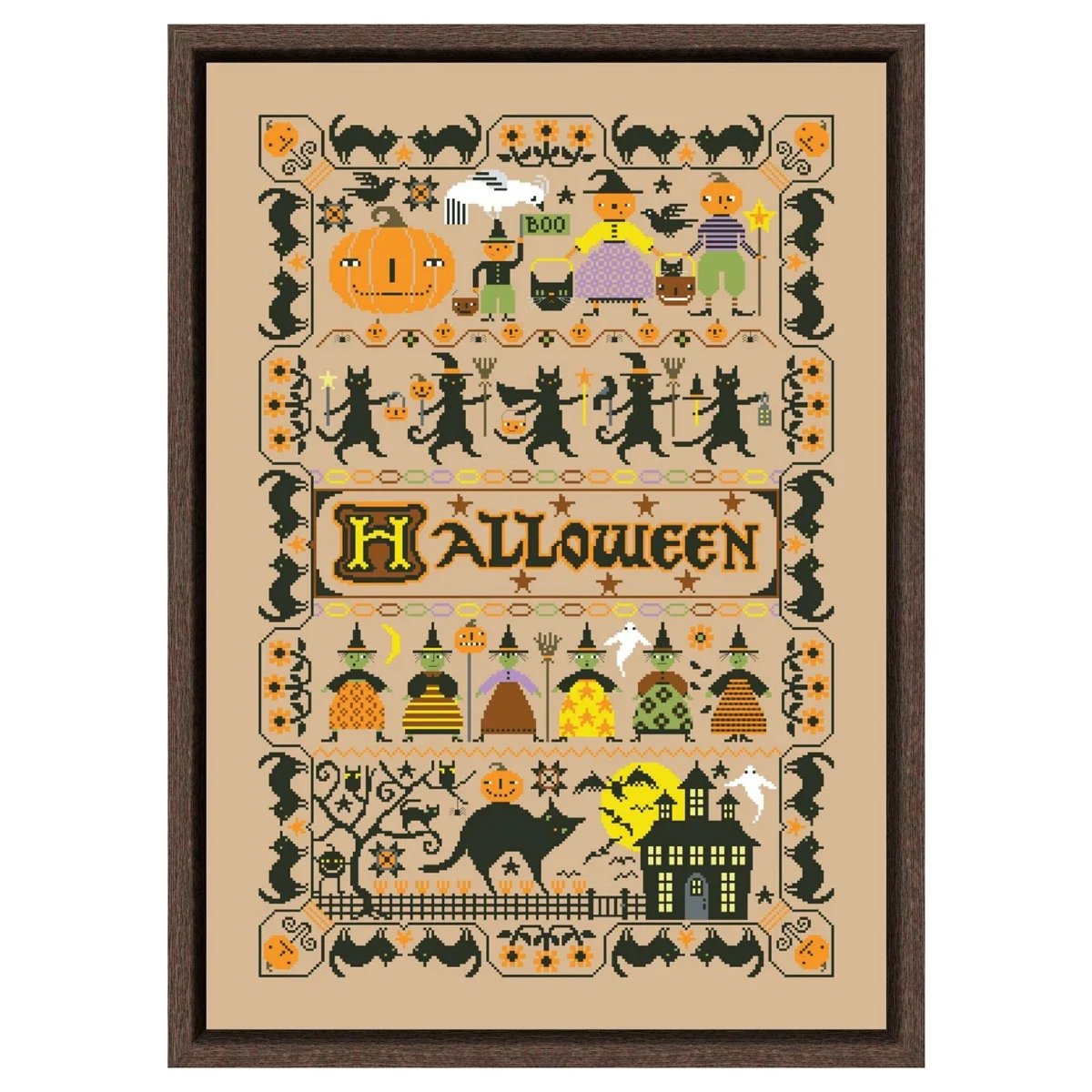 Próbnik Halloween zestaw do haftu krzyżykowego kreskówka 18ct 14ct 11ct lniane płótno lniane haft DIY