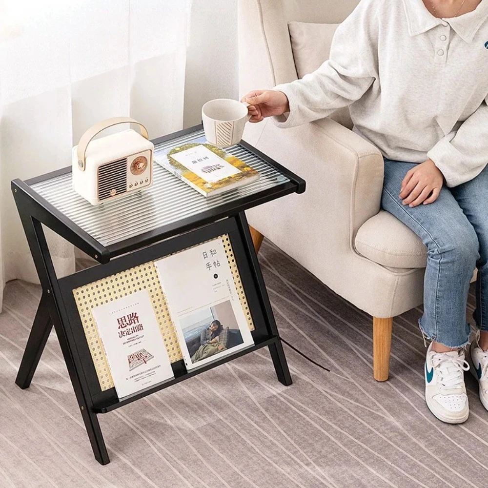 

Z-shaped Coffee Table Lightweight Luxury Living Room Coffee Table Household Detachable Glass Shelf Simple Style Storage Table