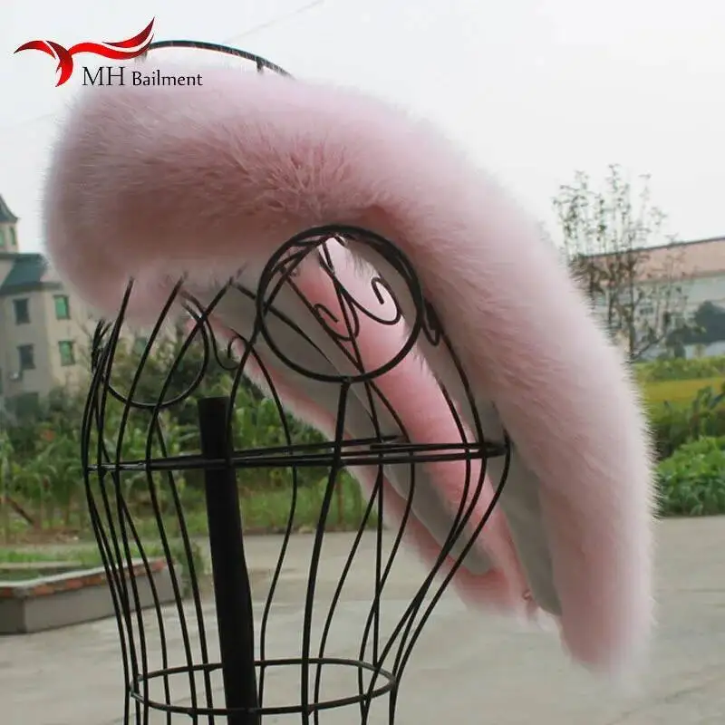 Winter Real Fox Fur Collar 100% Genuine Natural Pink Scarf Scarves Women Large Size Wraps Neck Warmer Luxury Furry Shawl Female 