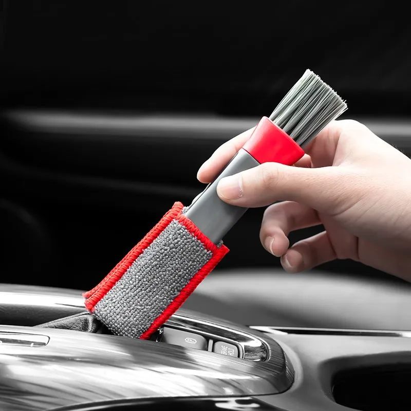 Car Air Conditioner Vent Cleaning Brush Double Head Car Air Outlet Detailing Crevice Dust Removal Interior Clean Tool Accessorie