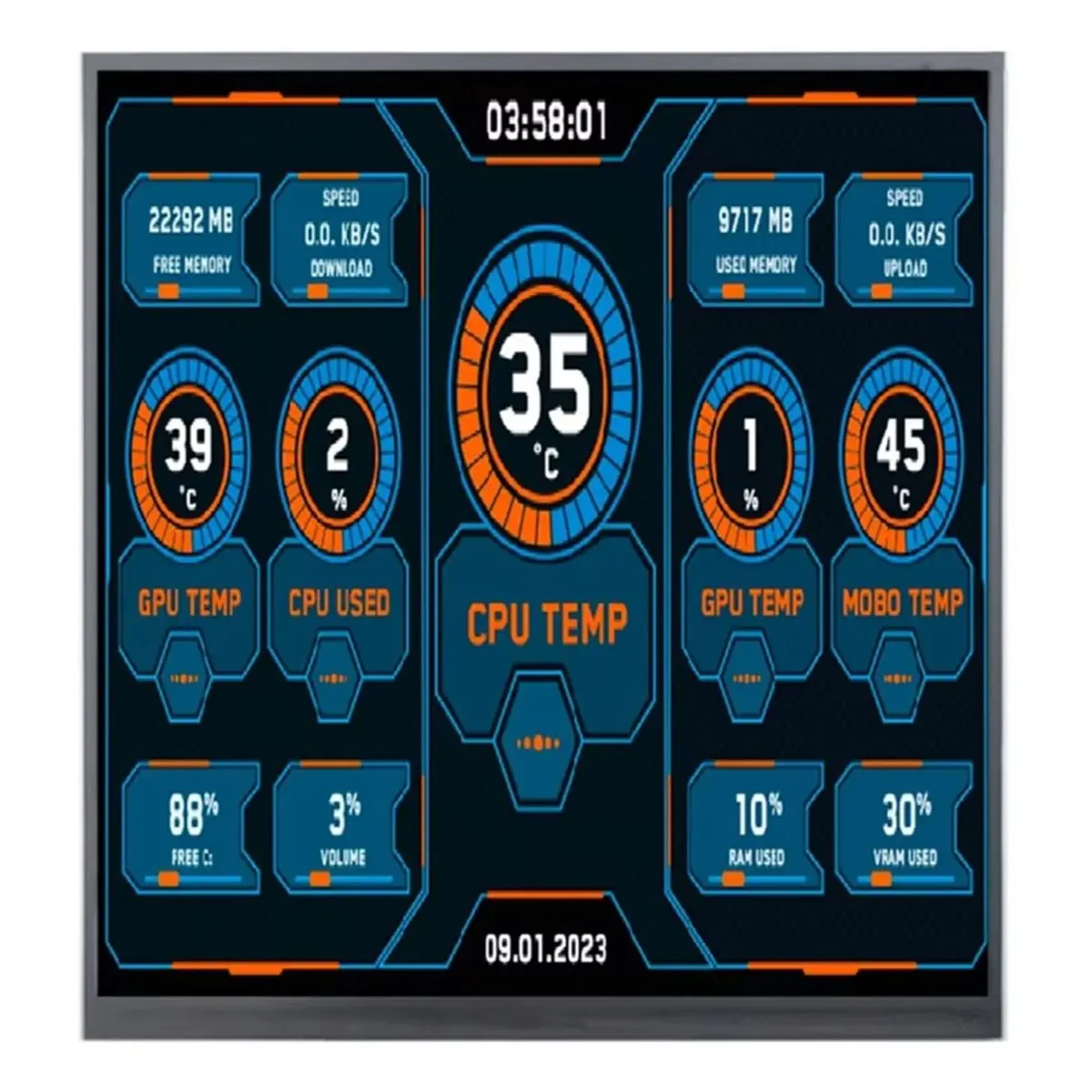 7.6 Inch 800P 800X800 MIPI 1000nits HD-MI Square TFT LCD Display with HD-MI Driver Board