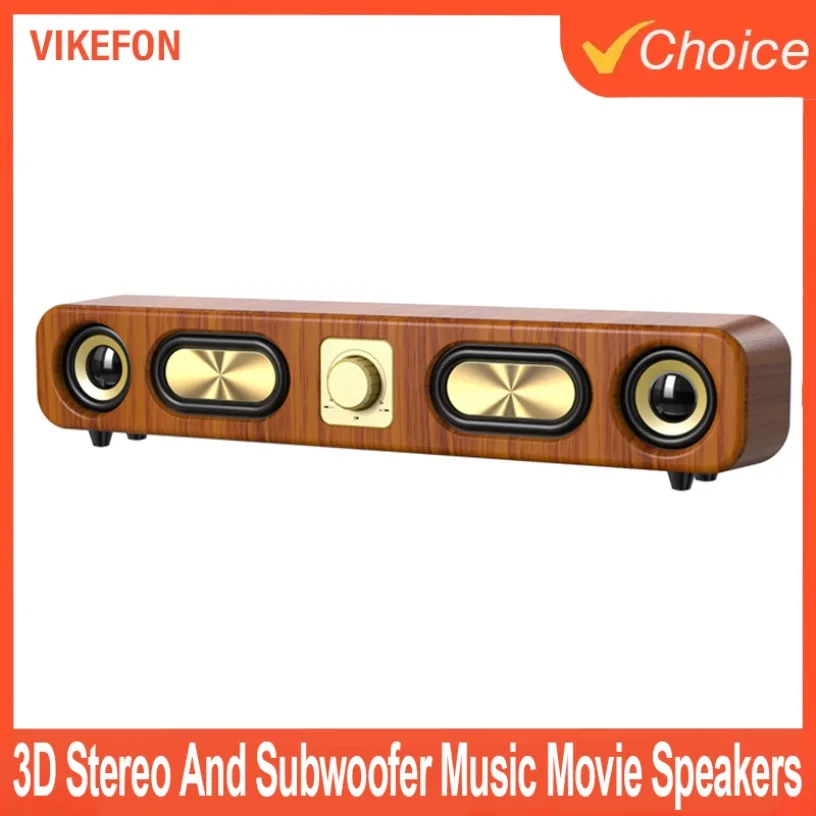 

3D Stereo And Subwoofer Music Movie Assisted Amplification Gifts Desktop Wireless Speakers Wood Grain Portable Speakers