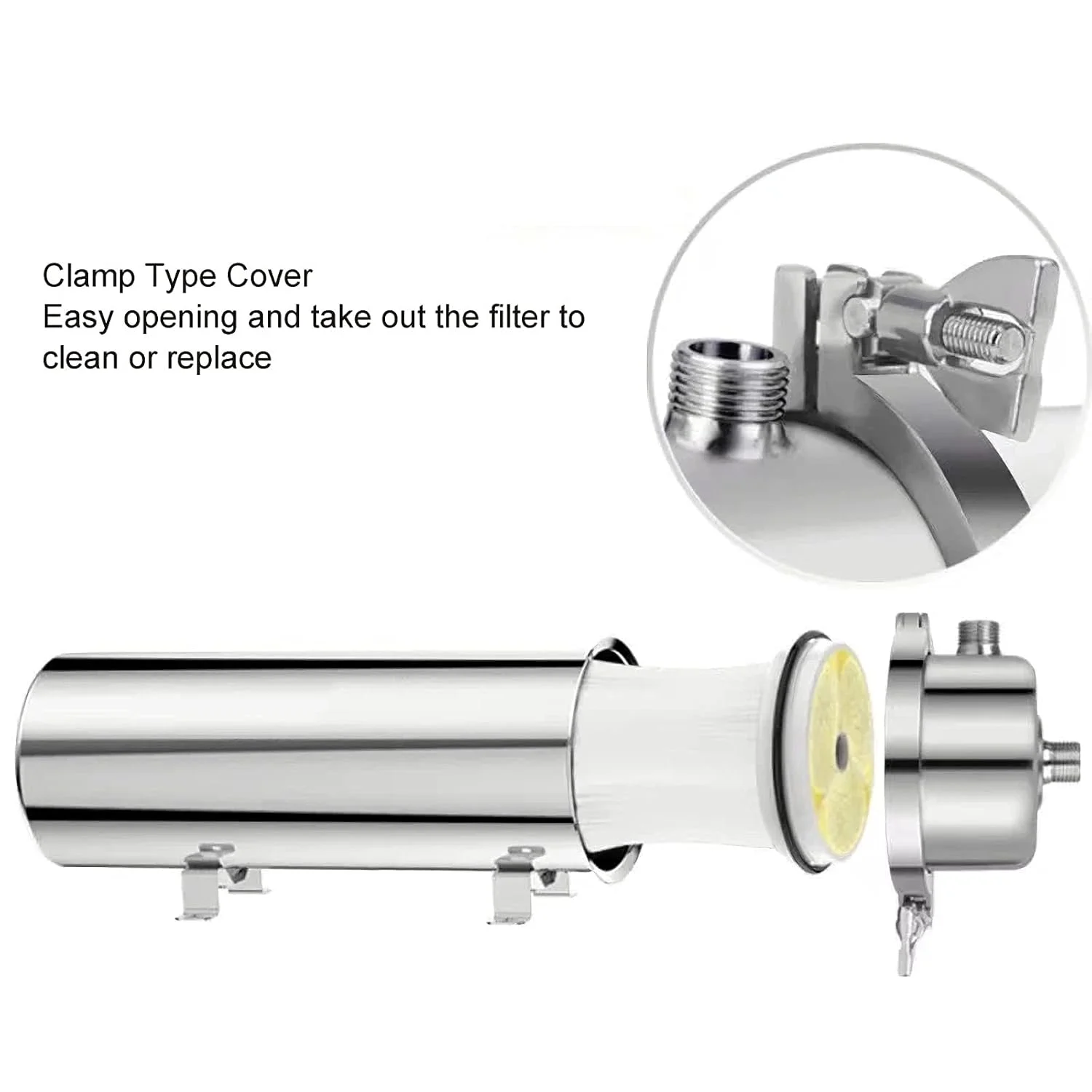 Фильтр для воды для всего дома UF, 1500 л/ч, высокопроизводительный, 0.01 мкм, из нержавеющей стали, моющийся, многоразовый, с мембраной из ПВДФ и минеральным фильтром Фильтр для воды для всего дома UF, 1500 л/ч, высокопроизводительный, 0.01 мкм, из нержавеющей стали, моющийся, многоразовый, с мембраной из ПВДФ и минеральным фильтром