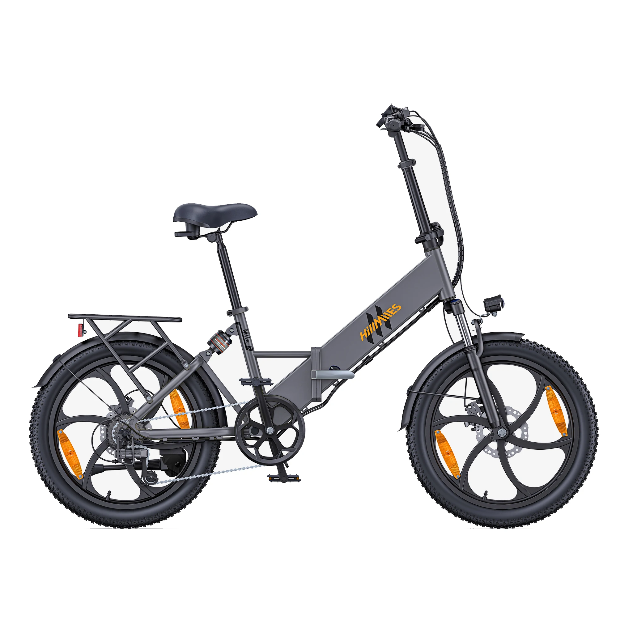HillMiles Mile 2 250-W-Motor für Erwachsene, 36 V, 13 Ah, zusammenklappbares City-Elektrofahrrad für Pendler, 20 x 3 Zoll, Fat Tire E-Bike