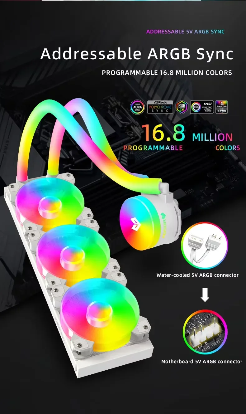 AS360 PC Water Cooling Radiator X99 Motherboard CPU Liquid Cooling Cooler for Intel LGA 2011 1700 1200 1155 AMD AM4 AM5