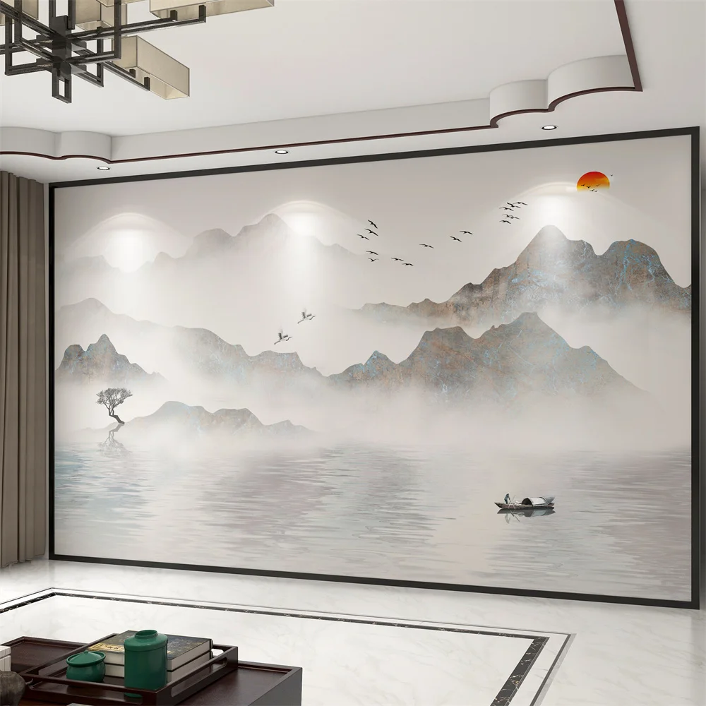 Custom Chinese 3D ink landscape wallpaper TV background wall paper living room bedroom mural painting papier peint home decor