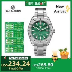 San Martin 42mm NH35 Watch For Men Timepieces Malachite Gemstone Dial Sapphire BGW-X1 Lume 10Bar Swim reloj hombre Lujo SN0130B