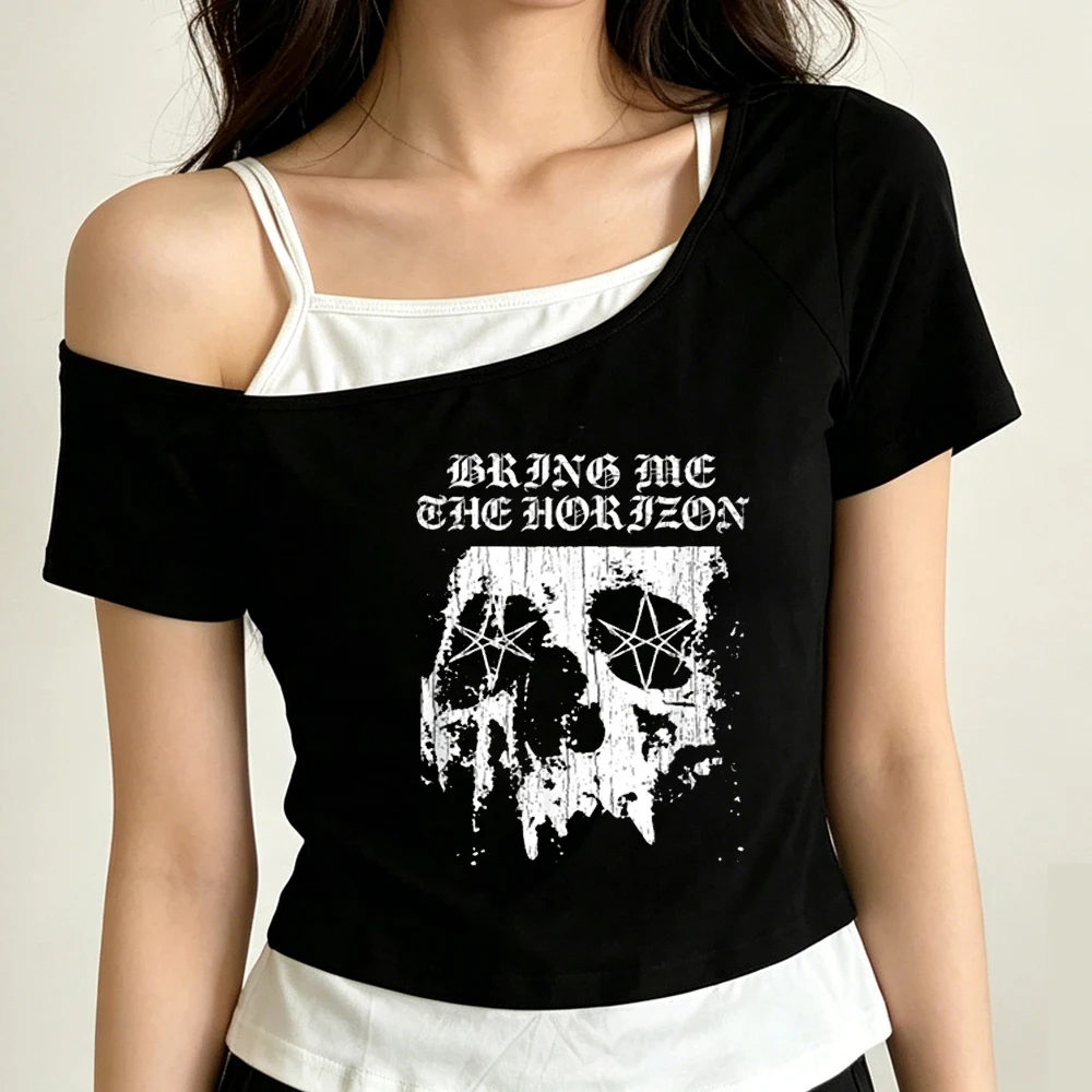 Bring Me the Horizon cropped top women manga gothic funny scene  t shirt funny grunge streetwear jojifuku goth