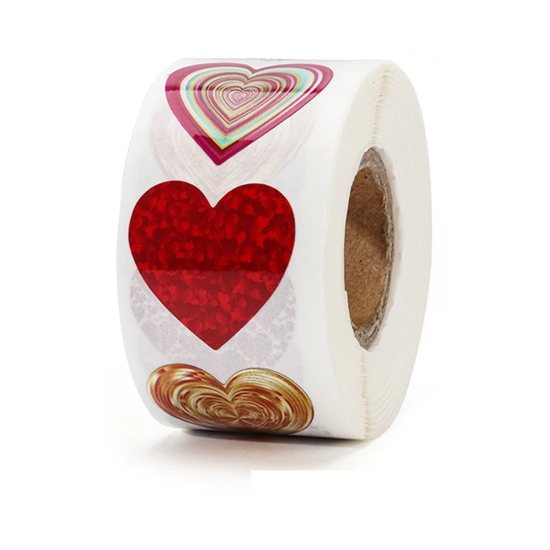 

500pcs/roll Heart Shape Valentine's Day Stickers Birthday Party Seal Labels Cute Laser Stickers Box Tag FAVORS Labels Stationery