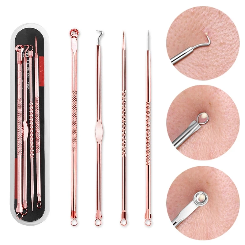 4PCS Set Facial Blackhead Remover Tool Acne Needle Black Head Pore Cleaner Comedone Deep Cleaning Extractor Face Skin Care Tools