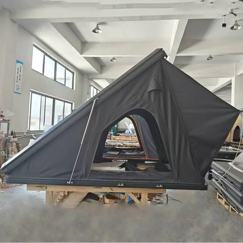 Carpa de techo plegable de tela antidesgarro para camping al aire libre, con panel solar de aluminio, tipo concha, para SUV, de una habitación, doble capa, cuatro estaciones