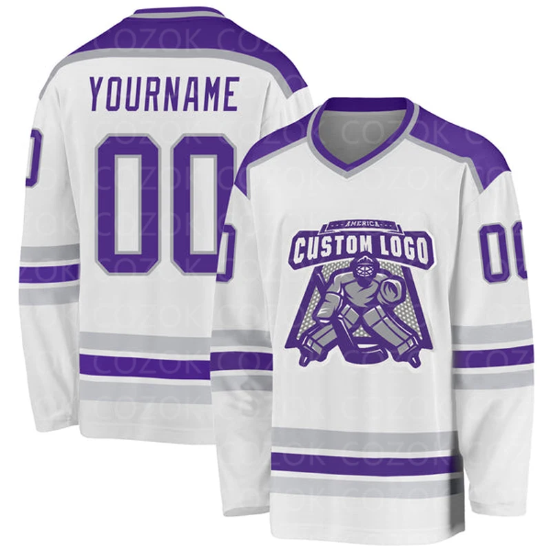 Custom White Miami Hockey 3D Print You Name Number Men Women Ice Hockey Jersey Competition Training Jerseys