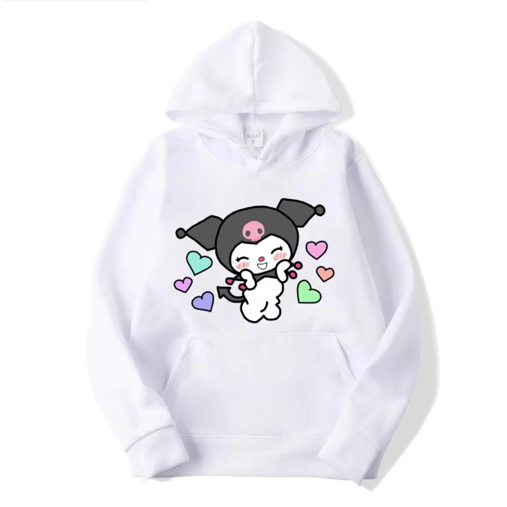 Purple Kuromi Cartoon Children's Pullover In Autumn And Winter Oversize Sweatshirt 2024 New Couple Cotton Plus Velvet Hoodie