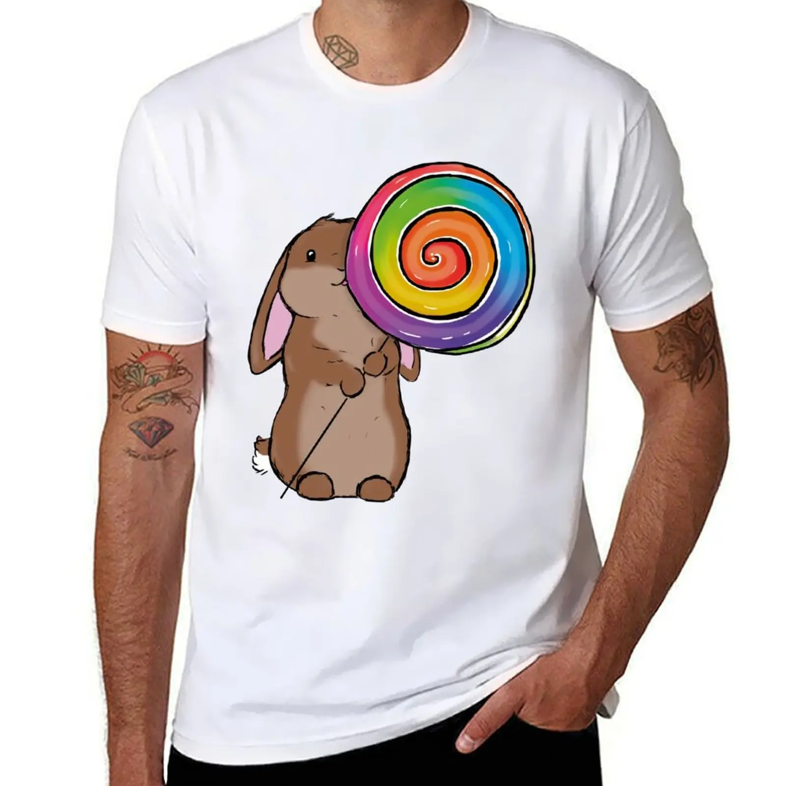

Lollipop rabbit T-Shirt t shirt men 100% cotton luxury brand t shirts with prints T-Shirt
