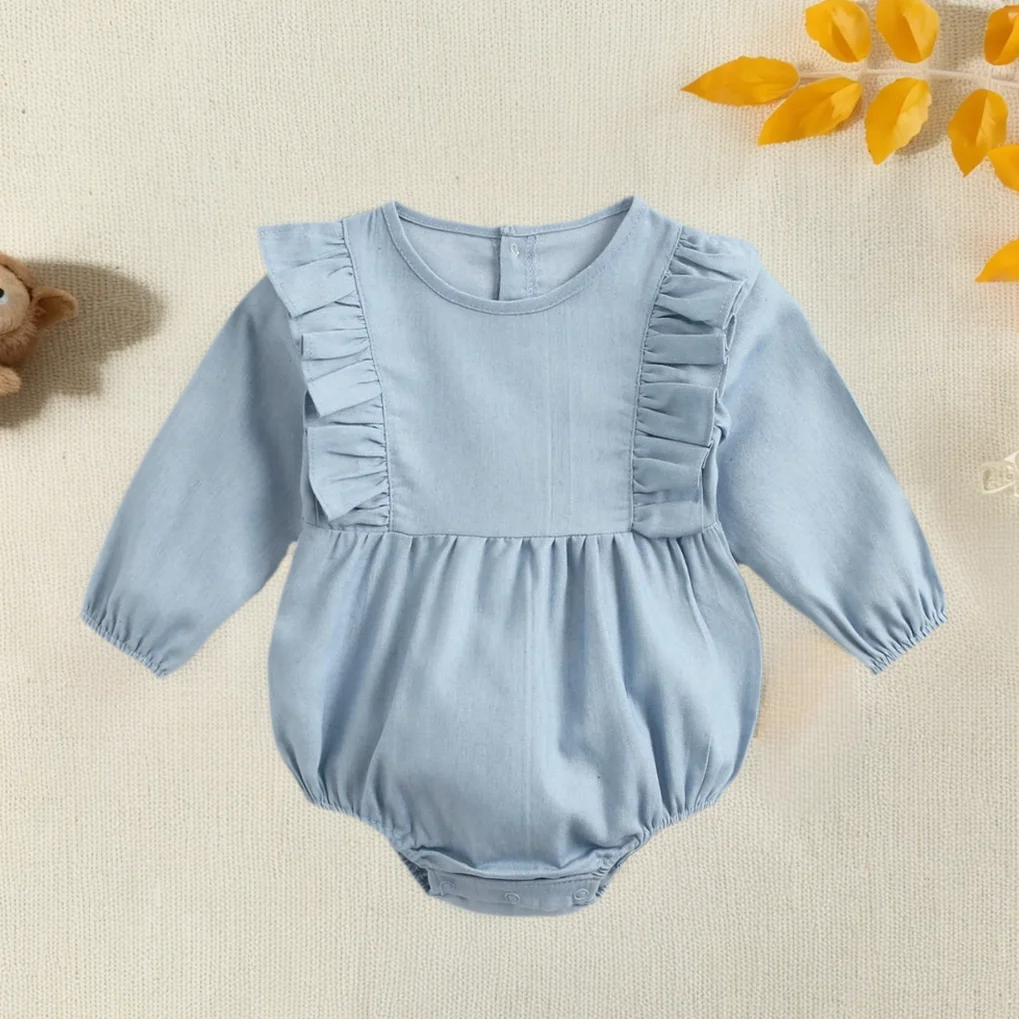 

Sanlutoz Infants Girls Solid Bodysuits Cute Baby Pure Long Sleeve Autumn Toddler Clothing