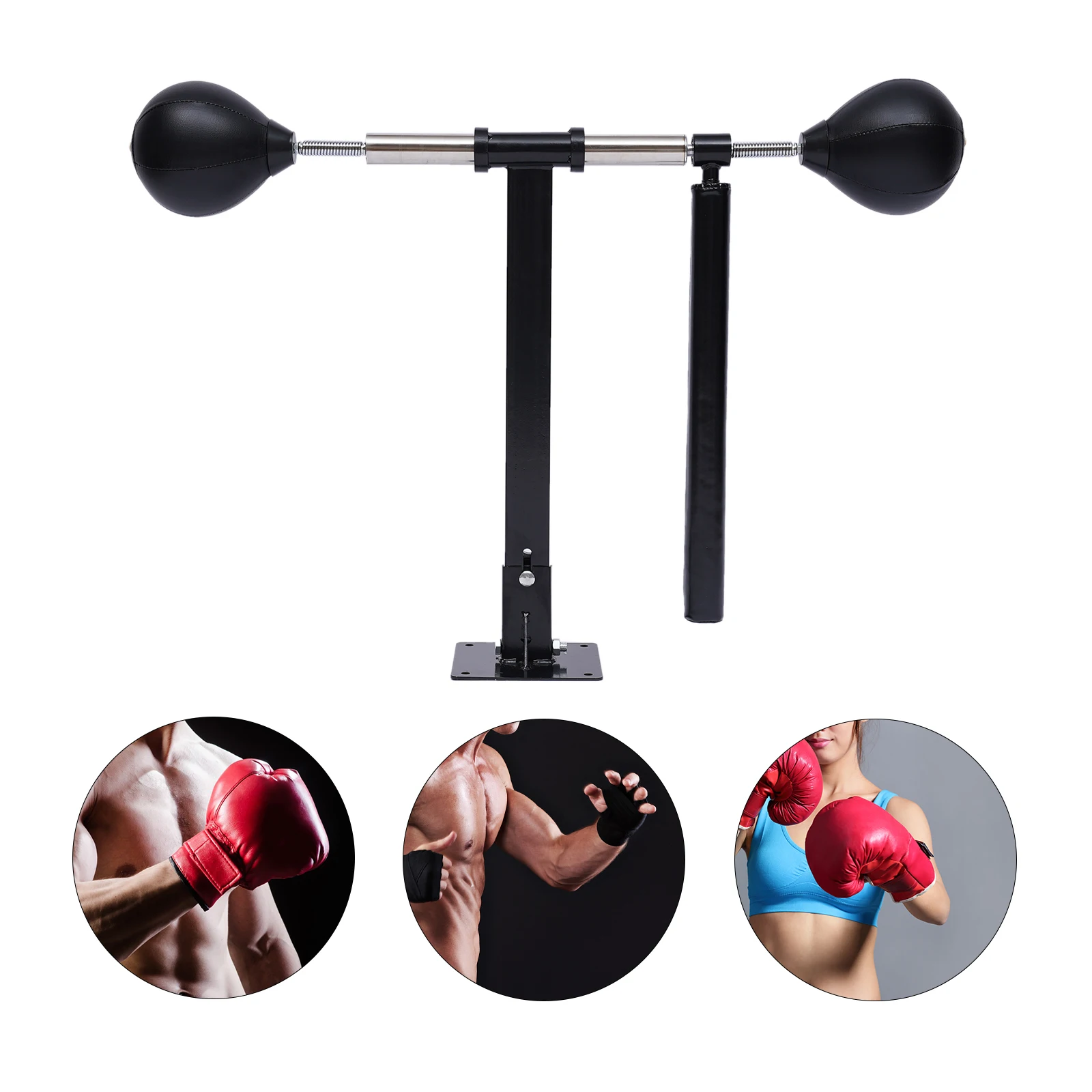 Height Adjustable Heavy Duty Wall Mount Boxing Punching Bag W/Two Speed balls and A 360° Reflex Bar Device for Sports Gym