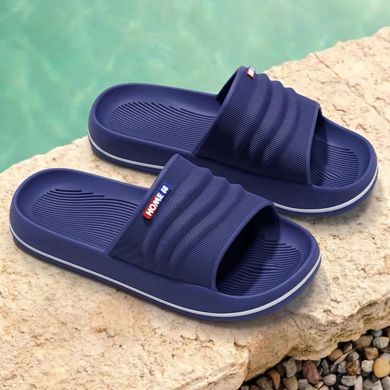 Lightweight Soft Sole House Slippers Men 2026 Summer Indoor Non Slip Eva Platform Slides Men Thick Bottom Casual Couple Shoes