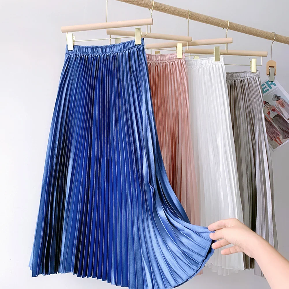 

Women Jupe Chic-Pleated Skirts For Women Faldas Mujer De Moda High Waist A-line Saia Solid Color Vintage Skirt Streetwear