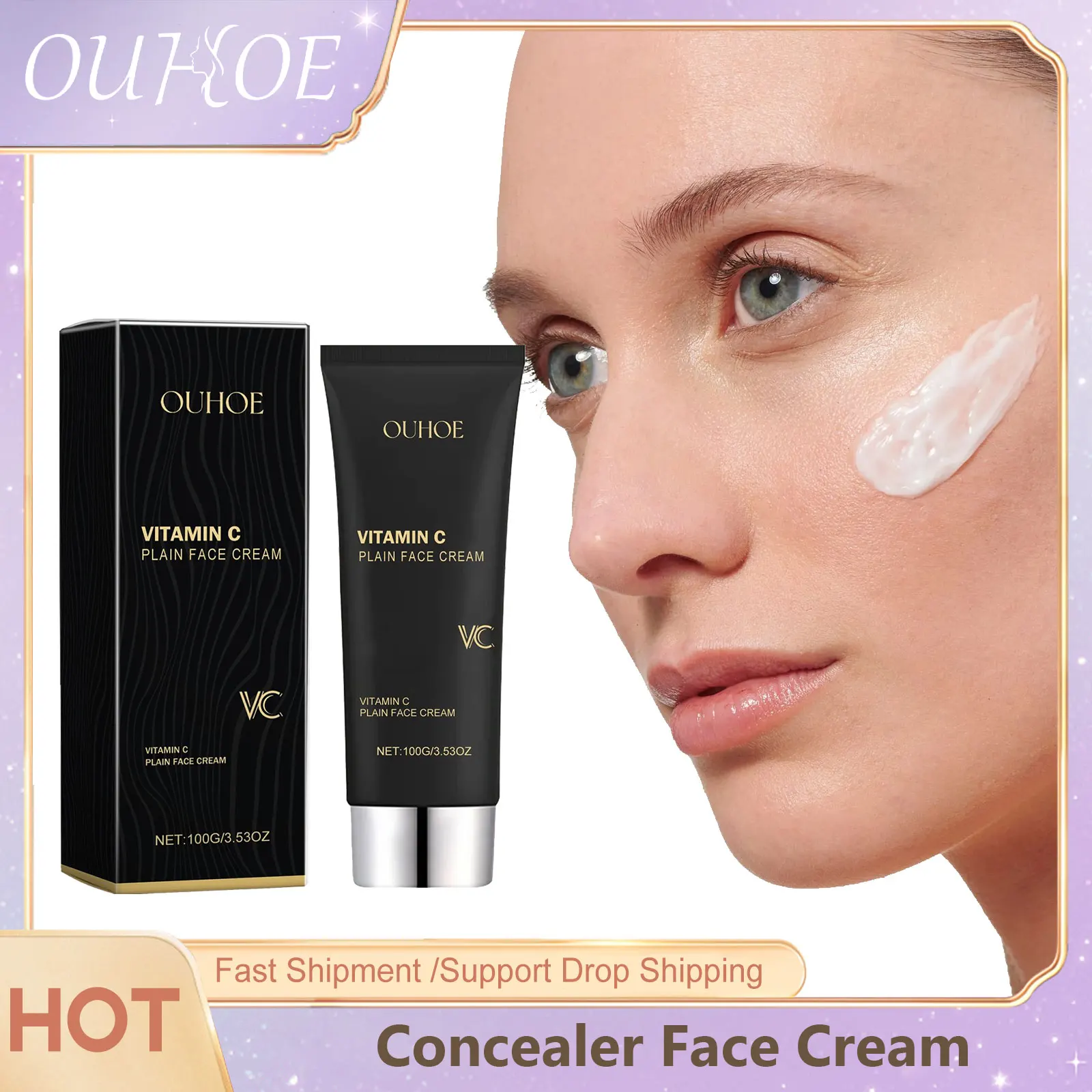 Moisturizing Face Cream Even Skin Tone Natural Concealer Cover Blemish Shrink Pores Smooth Refreshing  Brightening Facial Cream