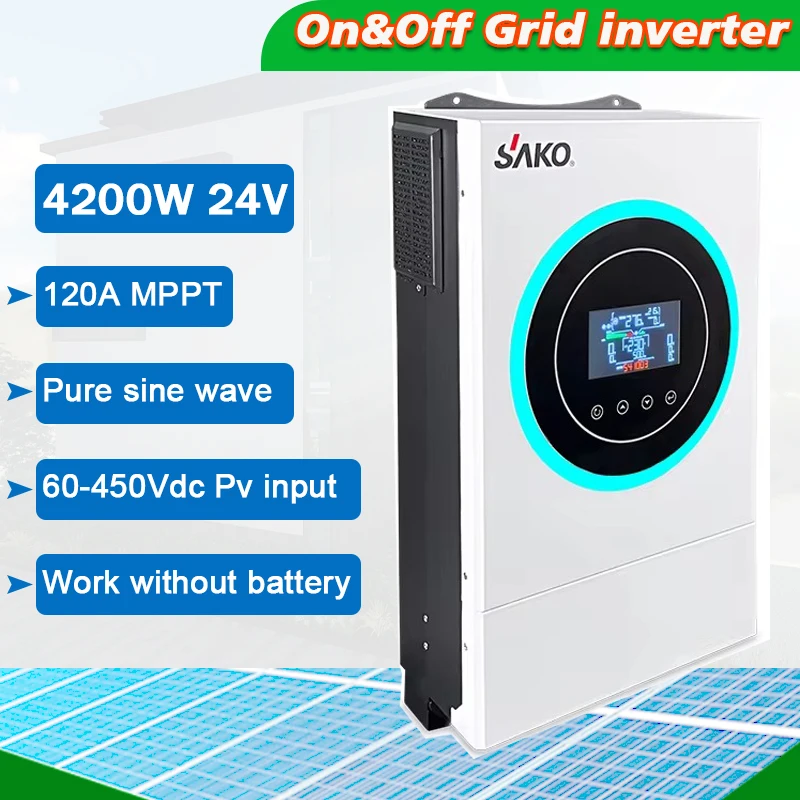 sako sunon controlador solar mppt embutido entrada pv de 60450v dc trabalho com bateria on e off grid onda senoidal pura 45kva 42kw 60 450vdc 01