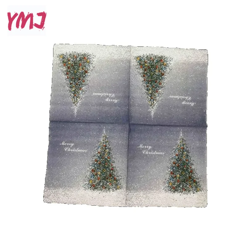 Colorful Printed Napkins Christmas Tree Christmas Eve Household Paper Napkins Party Table Decoration Paper Placemats 20pcs/Pac