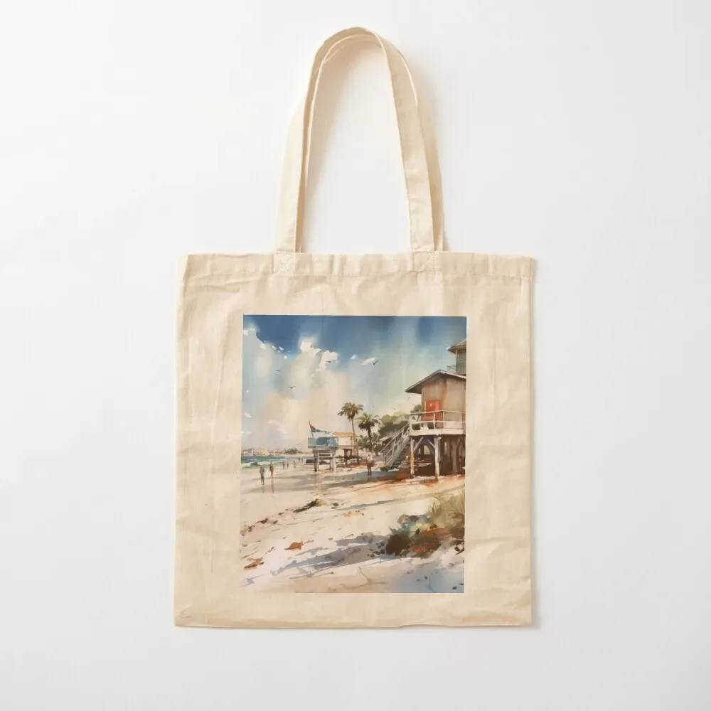 

Lifeguard Station on a Beach in California Tote Bag canvas bags Big bag