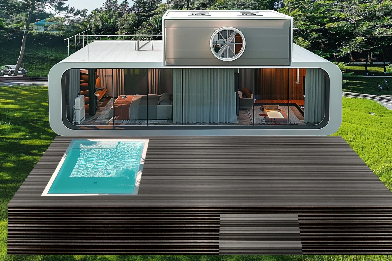 Outdoor Ground Container Swimming Pool Fiber Glass 40ft