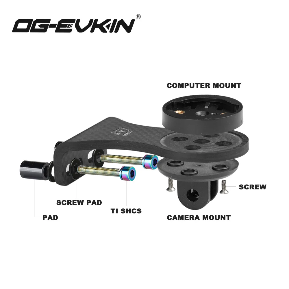 OG-EVKIN CM-002-N Bike Stem Carbon Fiber Computer Mount Holder Table Rack For Garmin/Bryton/Wahoo Bike Computer/Camera/Light