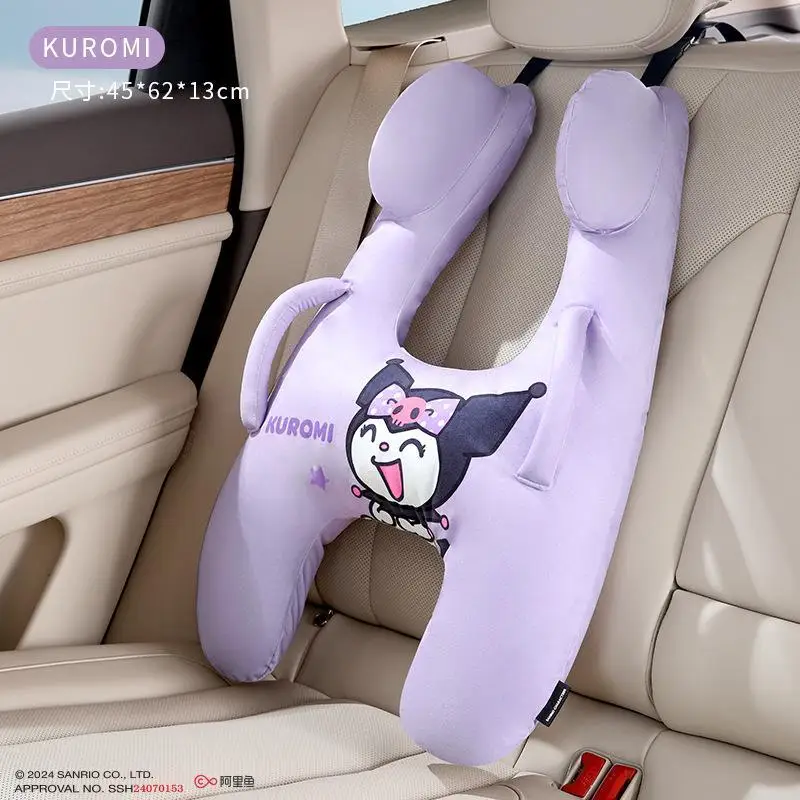 2024 Japanese Sanrio Car Pillow Pp Cotton H-Shaped Hellokitty Kuromi Melody Car Rear Seat Sleeping Pillow Four Seasons Universal