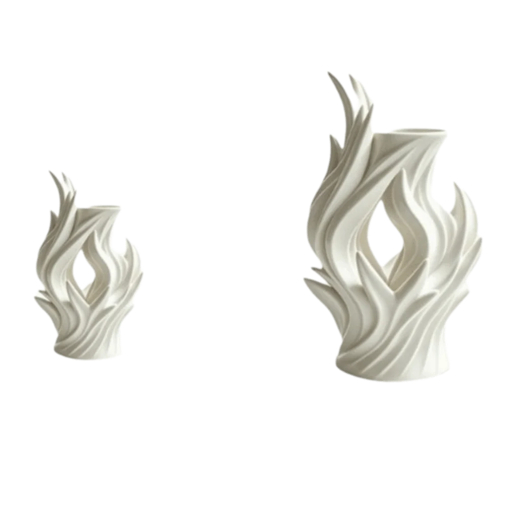 Ins Style 3D Printed Irregular Vase Twisted Wave Hollow Out Artistic Flame Vase Minimalist Flower Container Home Decor